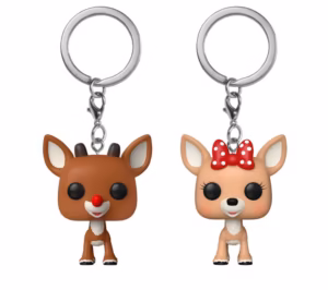 Rudolph, el reno de la nariz roja Pack de 2 Llaveros POP! Vinyl Rudolph & Clarice 4 cm