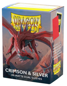 Fundas Standard Matte Dual (100 unidades) Crimson & Silver - Dragon Shield