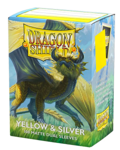 Fundas Standard Matte Dual (100 unidades) Yellow & Silver - Dragon Shield