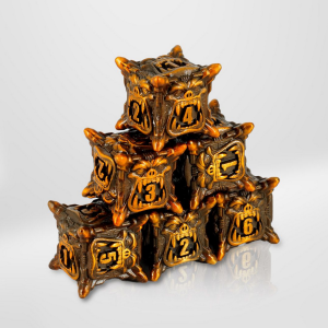 Dados RPG Metálicos Dorado Demonio
