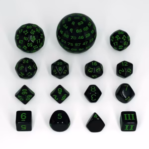 Set de 15 dados acrílicos D&D variados verde