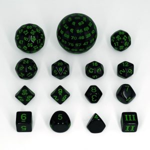 Set de 15 dados acrílicos D&D variados verde