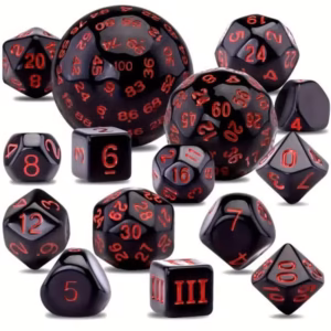 Set de 15 dados acrílicos D&D variados rojo
