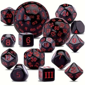 Set de 15 dados acrílicos D&D variados rojo