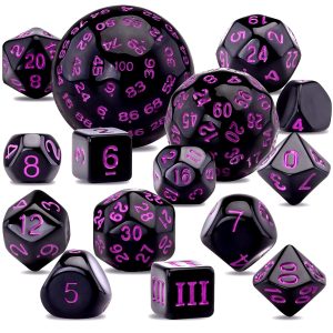 Set de 15 dados acrílicos D&D variados morado